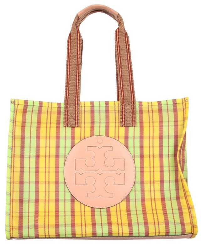 Tory Burch Ella Logo Patched Checked Tote Bag - ShopStyle