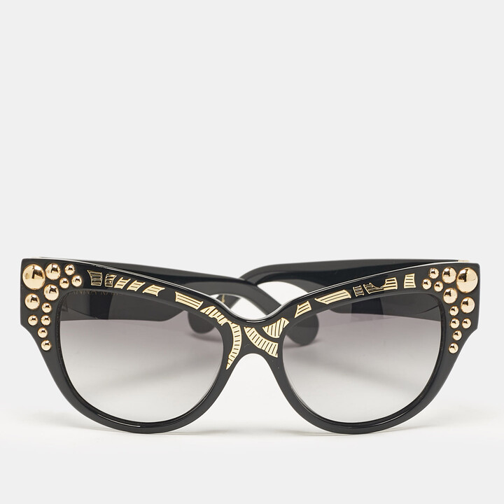 Anna Karin Karlsson Anna-Karin Karlsson Black Gradient Mademoiselle dOr Studded Cat Eye Sunglasses