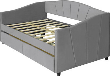 Red Barrel Studio Upholstered daybed Twin Size with Two Drawers and Wood Slat