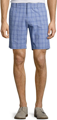 Zachary Prell Antrorse Check Stretch-Cotton Shorts, Blue