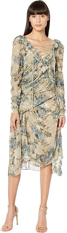 Preen by Thornton Bregazzi Women's Scarlet Dress Ivory Bouquet V-Neck RED44