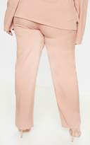 Thumbnail for your product : PrettyLittleThing Plus Camel Pleated Buckle Detail Wide Leg Trouser