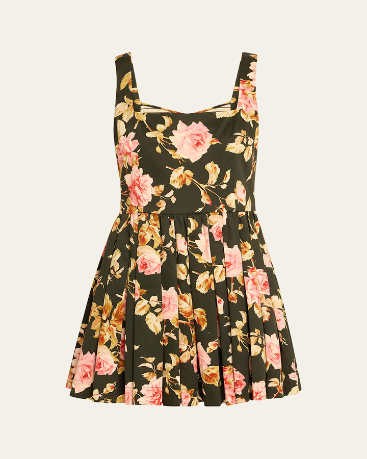 Cara Cara Basil Floral Flare Mini Dress