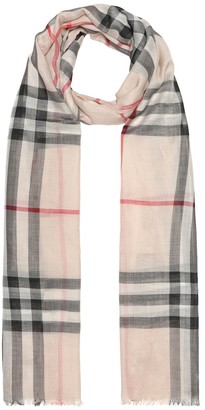Burberry Check wool and silk gauze scarf