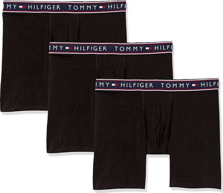 Tommy Hilfiger Cotton Stretch Boxer Brief 3-Pack Men's Underwear Black : LG, Cotton/Spandex