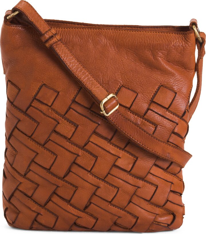 Marta Ponti Leather Woven Bucket Bag - ShopStyle