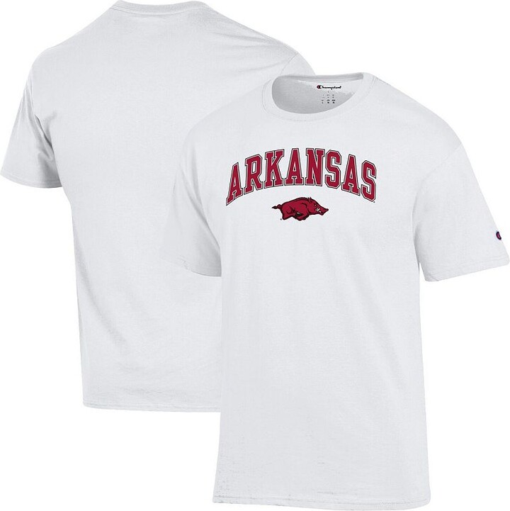 Men's Champion White Arkansas Razorbacks Arched Logo T-Shirt