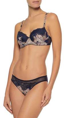 Stella McCartney Ellie Leaping Lace-Trimmed Printed Underwired Contour Bra