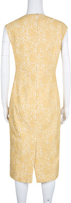 N°21 N21 Yellow Lace Sleeveless Midi Sheath Dress M