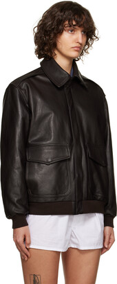 HommeGirls Brown Paneled Leather Bomber Jacket