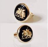 Thumbnail for your product : 14K Yellow Gold & Black Enamel Angel Cherub Large Disc Ring Size 10