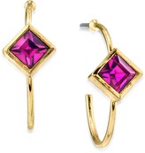 Thumbnail for your product : 2028 14K Gold-tone Diamond Shape Crystal Open Hoop Stainless Steel Post Small Earrings