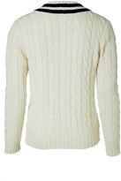 Thumbnail for your product : Polo Ralph Lauren Herbal Milk/Navy Cotton-Cashmere V-Neck Pullover