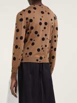 Thumbnail for your product : Isa Arfen Flocked Polka Dot Wool Cardigan - Womens - Camel