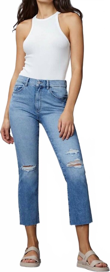 DL1961 - Women's Women's Patti Straight High Rise Vintage Ankle Jean In Droplet Distressed