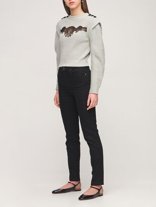 Self-Portrait Cotton Blend Sweater W/ Lace Detail