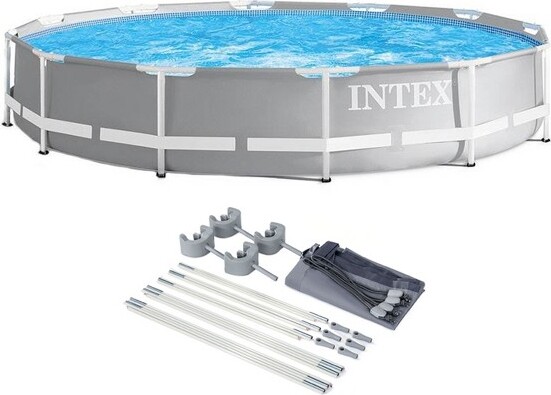 Intex Intex26711EH12ftx30inPrismMetalFrameAboveGroundSwimmingPoolwith530GPHGCFIFilterPumpandProtectiveCanopyandfitsupto6People
