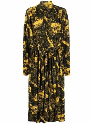 Proenza Schouler Abstract-Print Long-Sleeve Dress