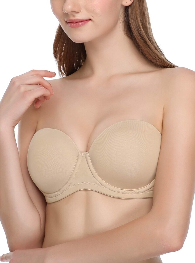 JOATEAY Strapless Bra for Women Push Up Full Figure Multiway Underwire Plus  Size Bra Non-Slip Support - ShopStyle