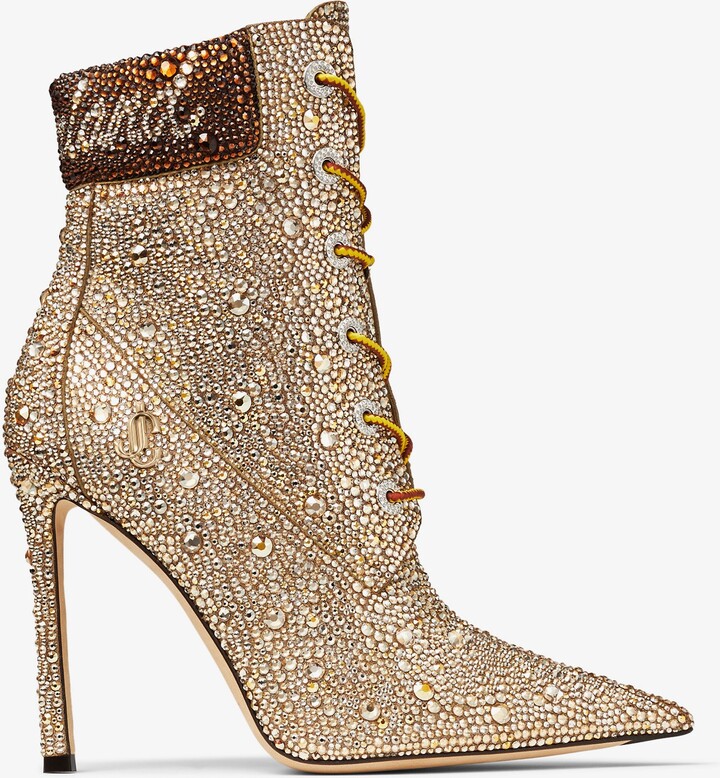 Jimmy Choo Gold Timberland Shimmer Suede Ankle Boots With