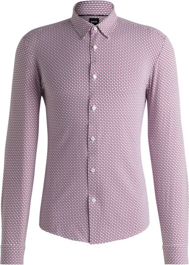 HUGO BOSS Slim-fit shirt in printed performance-stretch jersey