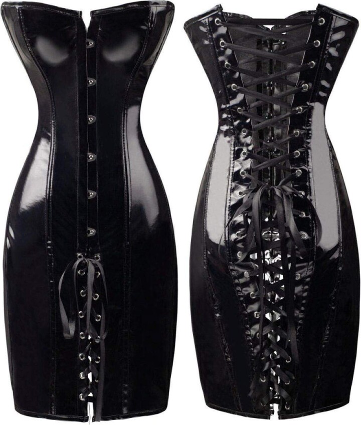 KHDFYER Dominatrixs Outfits for Women Gothic Sexy Shiny Long Leather