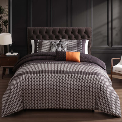 Bebejan Linear Luxe 100% Cotton Sateen 5 Piece Reversible Comforter Set