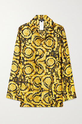 Versace Printed Silk-twill Pajama Shirt - Black - ShopStyle Sleepwear Tops
