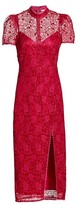 Thumbnail for your product : ML Monique Lhuillier Lace Mockneck Short-Sleeve Midi Dress