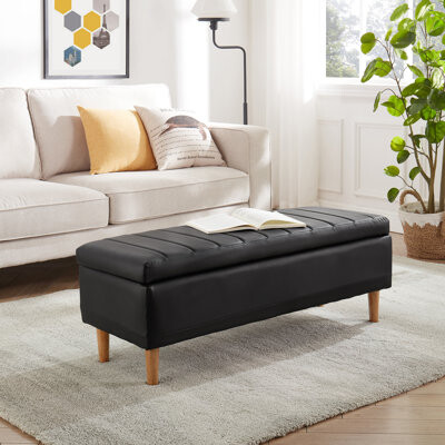 Bench Seat With Storage Upholstered Leather Bed Bench Change Shoes Footrest Modern Ottoman Bedroom Entryway Corner Bench