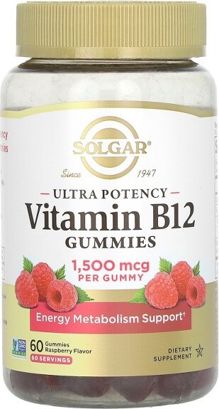 Solgar SolgarUltraPotencyVitaminB12Gummies,Raspberry,1,500mcg,60Gummies