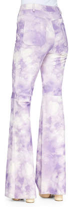 Michael Kors Collection Tie-Dye Leather Bell-Bottom Pants, Wisteria