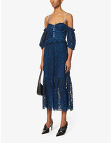 Thumbnail for your product : Self-Portrait Off-the-shoulder cotton-blend lace midi dress