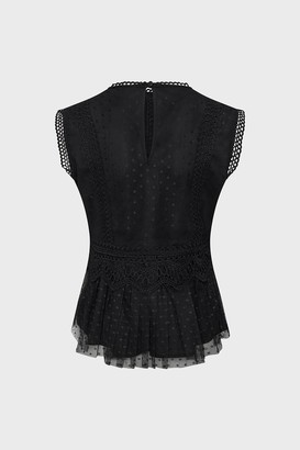 Coast Lace Shell Top With Spot Tulle Hem