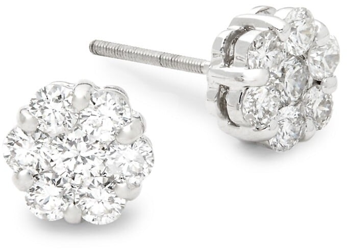 Diamond Flower Stud Earrings | Shop the world's largest collection 