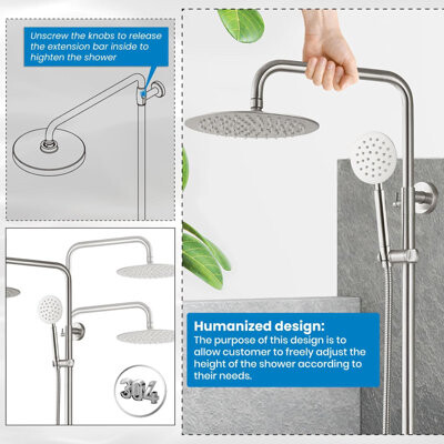 PSWY Outdoor Shower Fixture High Pressure Shower System Combo Wall Mount Shower Faucet Set