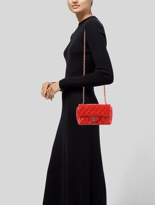 Chanel Classic Patent Rectangular Mini Flap Bag Red