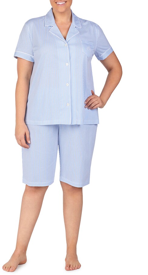 Matt Viggo Women Short Pyjama Set Loungewear V-Neck Button Up Shirt and Shorts 