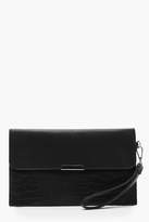 Thumbnail for your product : boohoo Croc & PU Envelope Clutch