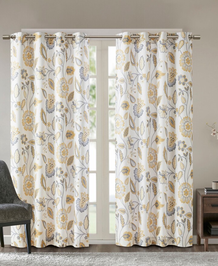 SunSmart Camille Jacquard Room Darkening Curtain for Bedroom, Grommet Top Design Panels Pair for Living Room, Width 50 length 95 inches Single Panel,