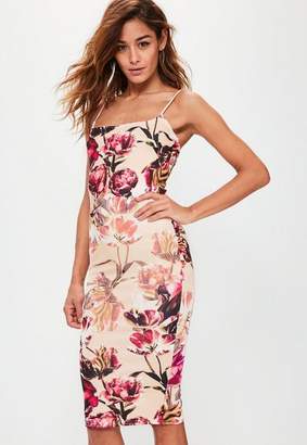 Missguided Strappy Printed Midi Dress