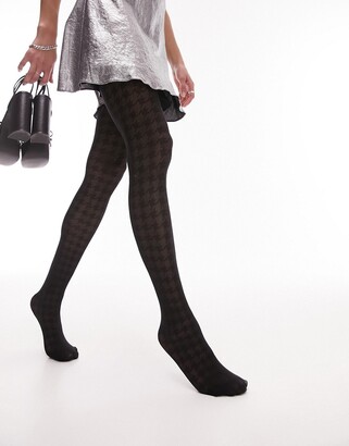 Topshop hounstooth tights in black