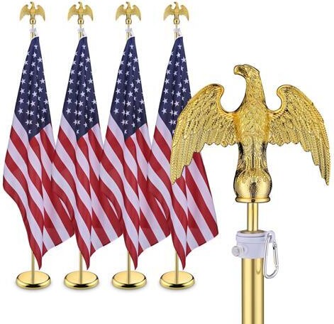 Yescom USA, Inc. Yescom 4 Pack 6 Ft Aluminum Sectional Indoor Flagpole Kit Eagle Finial US Flag