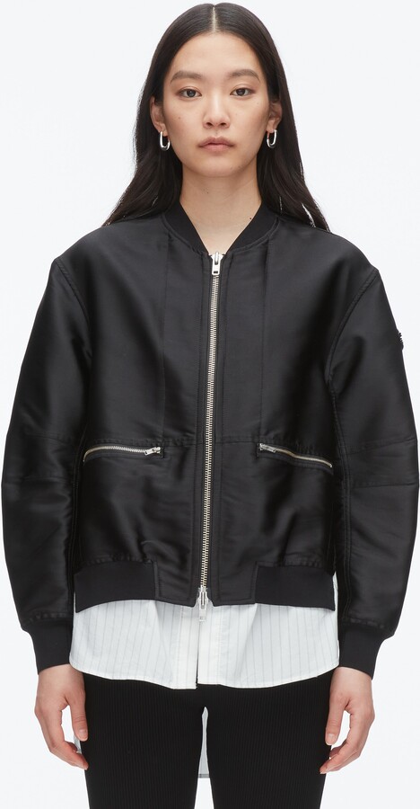 Blooming Lotus Layered Bomber Jacket in BLACK