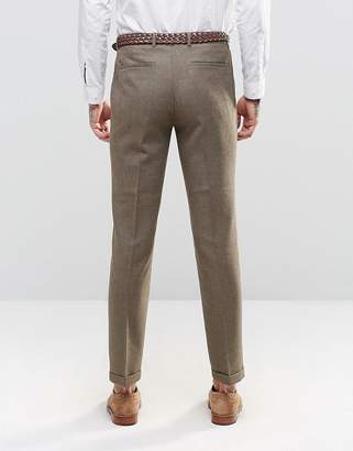 ASOS DESIGN Slim Suit Pants In Brown Tweed
