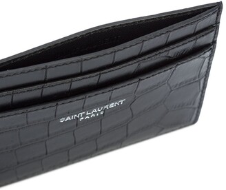 Saint Laurent Crocodile-Embossed Leather Cardholder