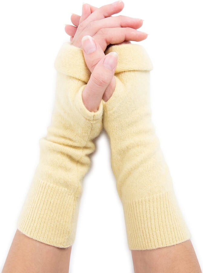 Turtle Doves Classic Cashmere Fingerless Gloves (Daffodil) ShopStyle