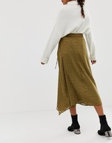 Thumbnail for your product : ASOS DESIGN wrap midi skirt with D-ring in burnout satin