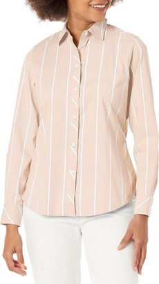 Foxcroft Women's Ava Long Sleeve Simply Stripe Blouse