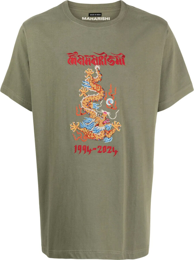 MHI Dragon-print organic-cotton shirt